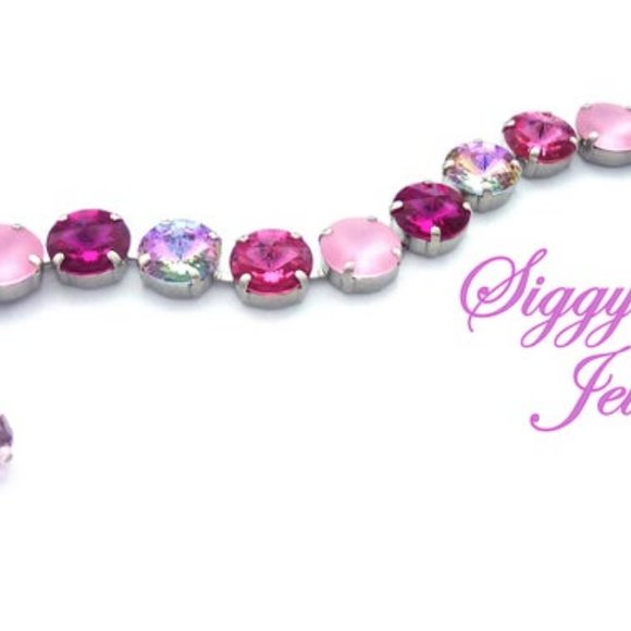 Swarovski Pink and Fuchsia Rivoli Charm Bracelet - Picture 7 of 10